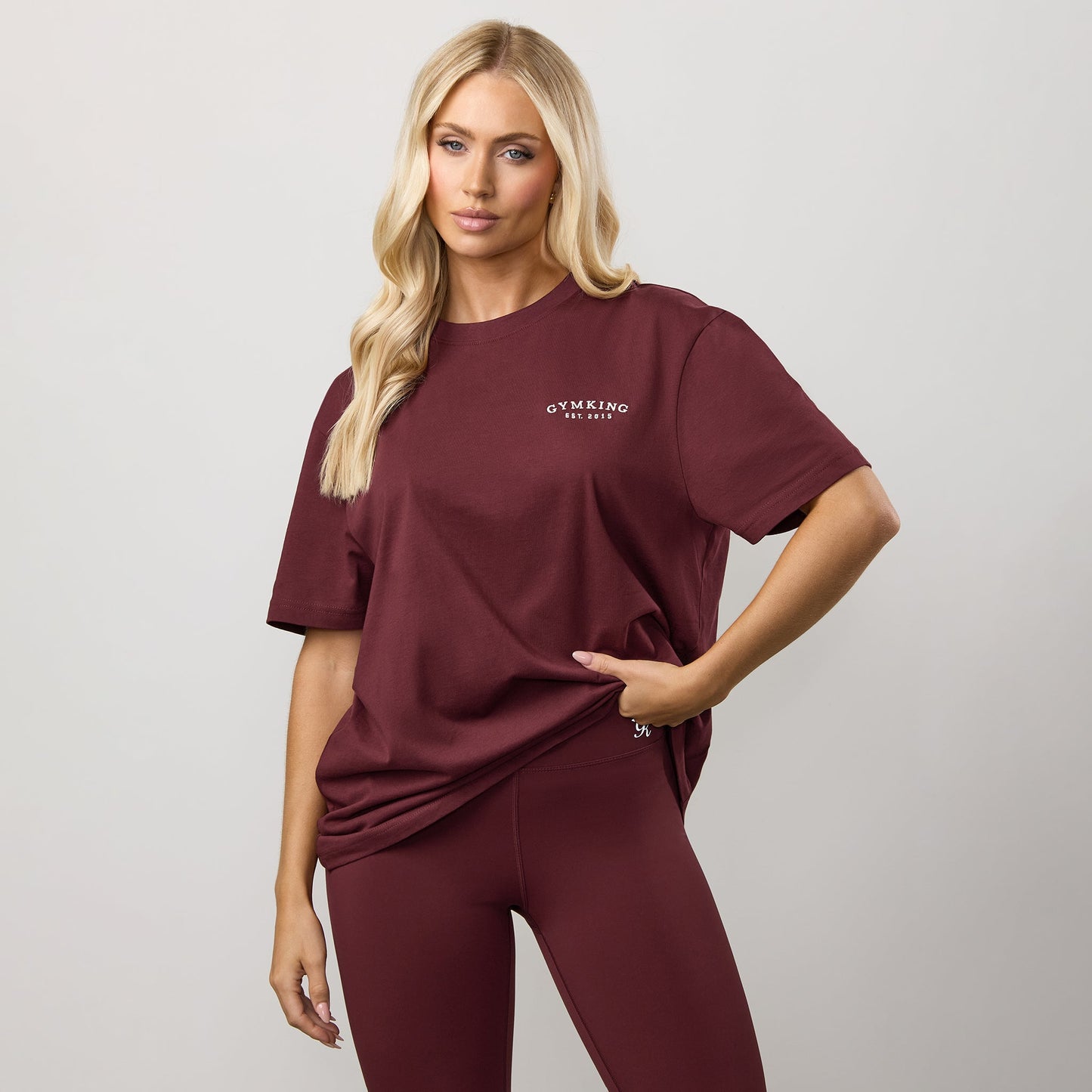 Gym King Compose Cotton BF Tee - Deep Cherry