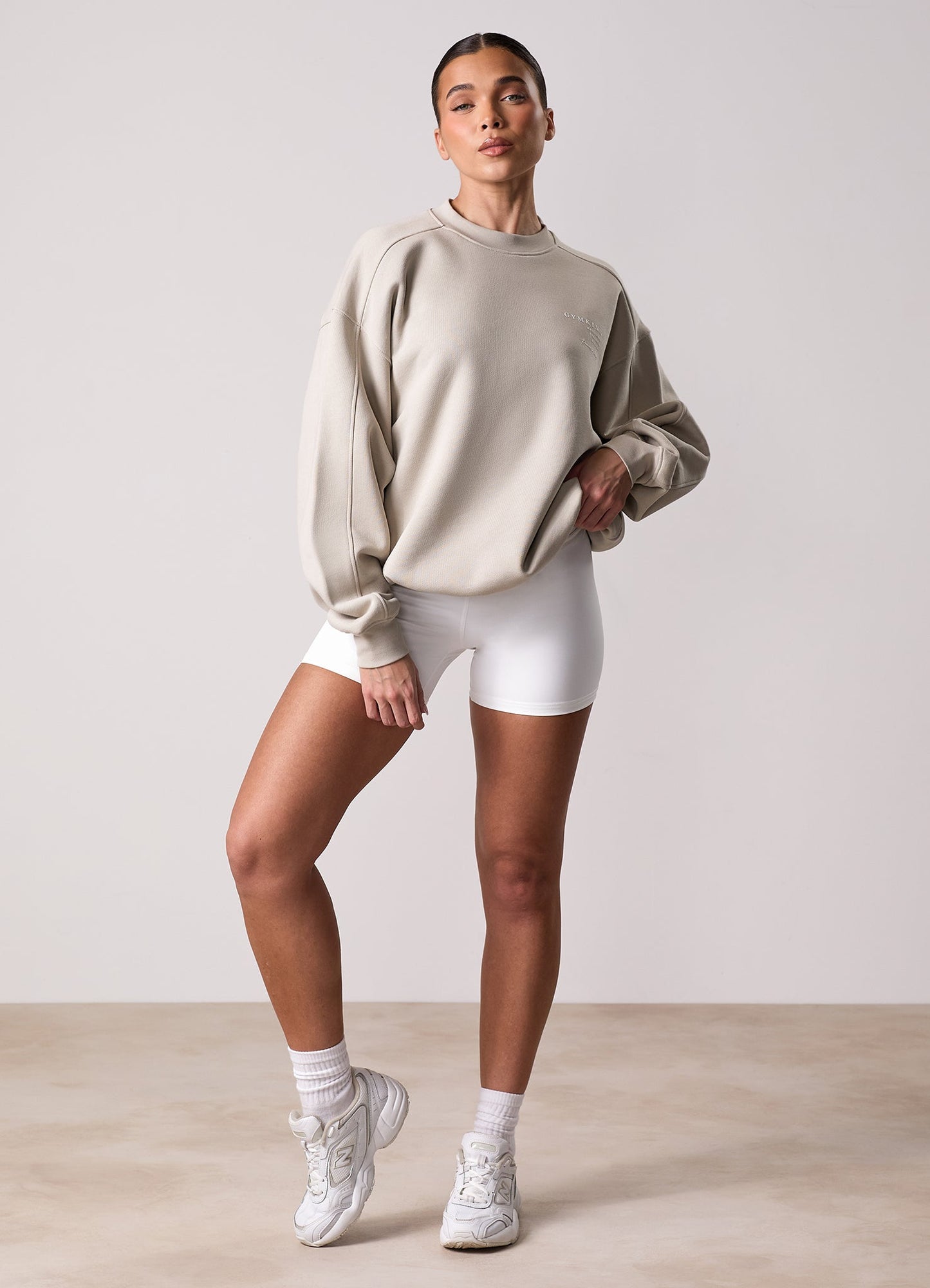Gym King Define Bungee Hem Crew - Vanilla Brown
