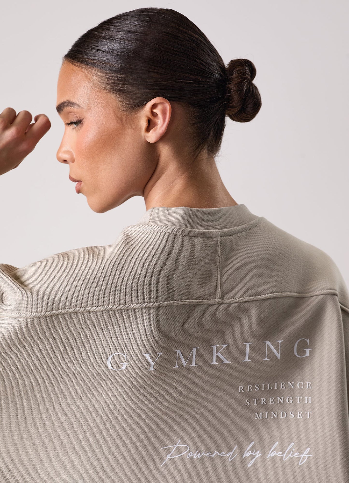Gym King Define Bungee Hem Crew - Vanilla Brown