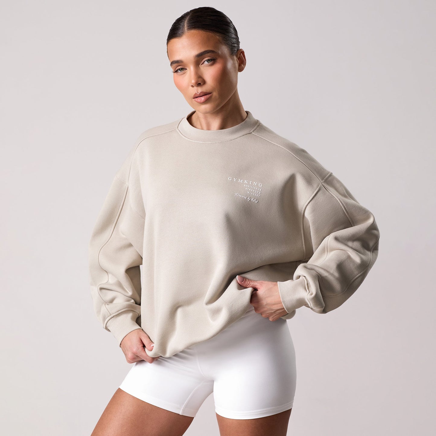 Gym King Define Bungee Hem Crew - Vanilla Brown