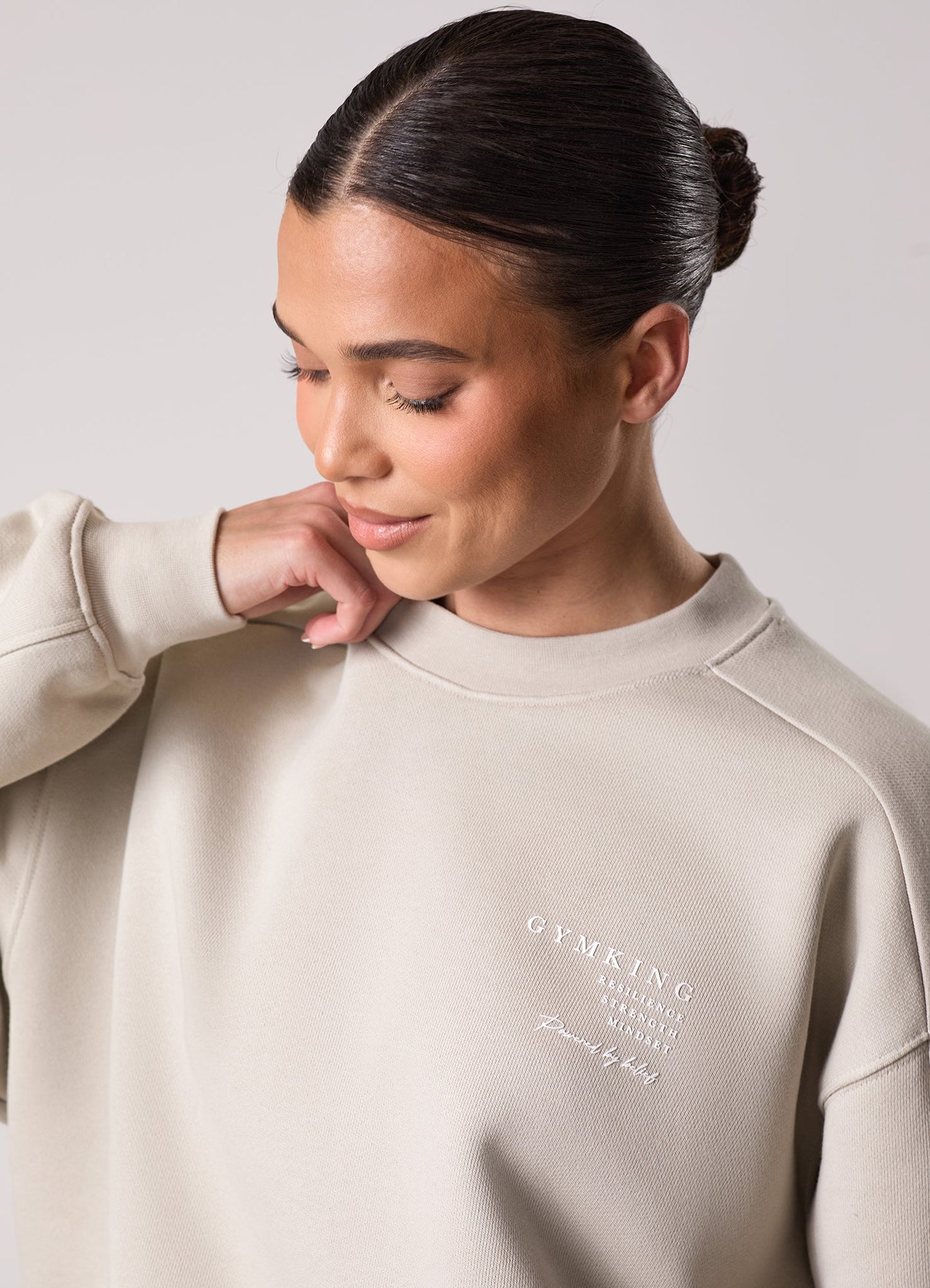 Gym King Define Bungee Hem Crew - Vanilla Brown