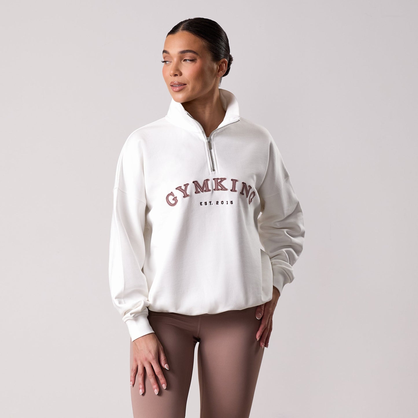 Gym King Compose 1/4 Zip Funnel - Cream
