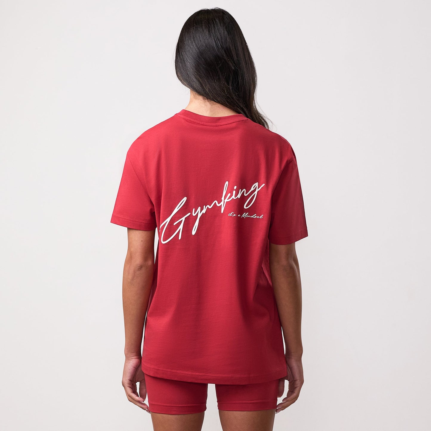 Gym King Script Mindset Jersey BF Tee - Burnt Cherry