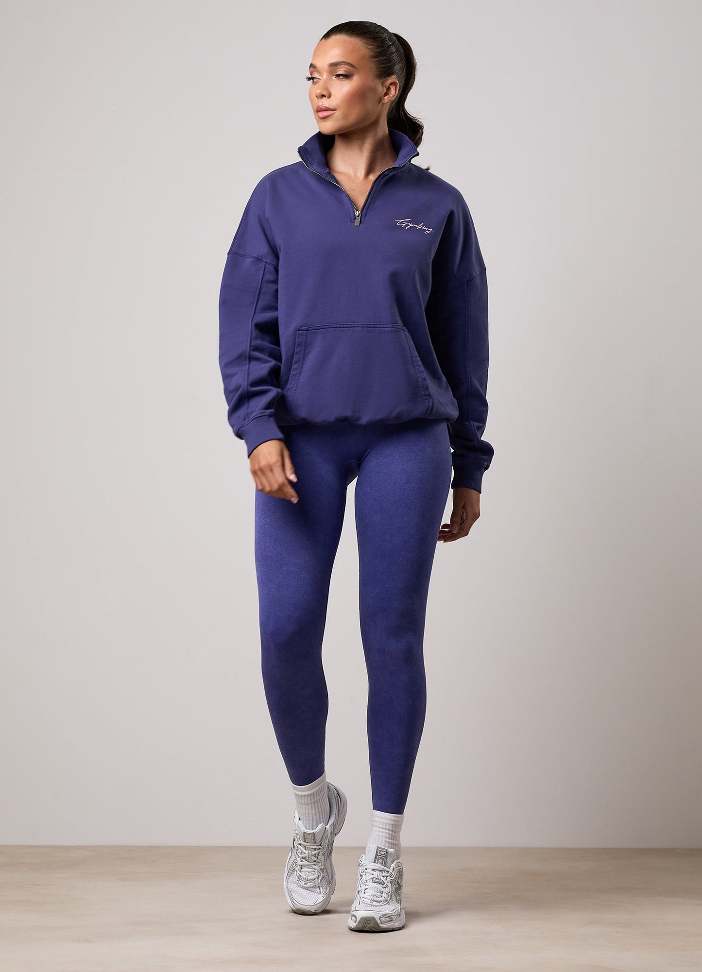 Gym King Washed Reset 1/4 Zip Funnel - Starlight Blue