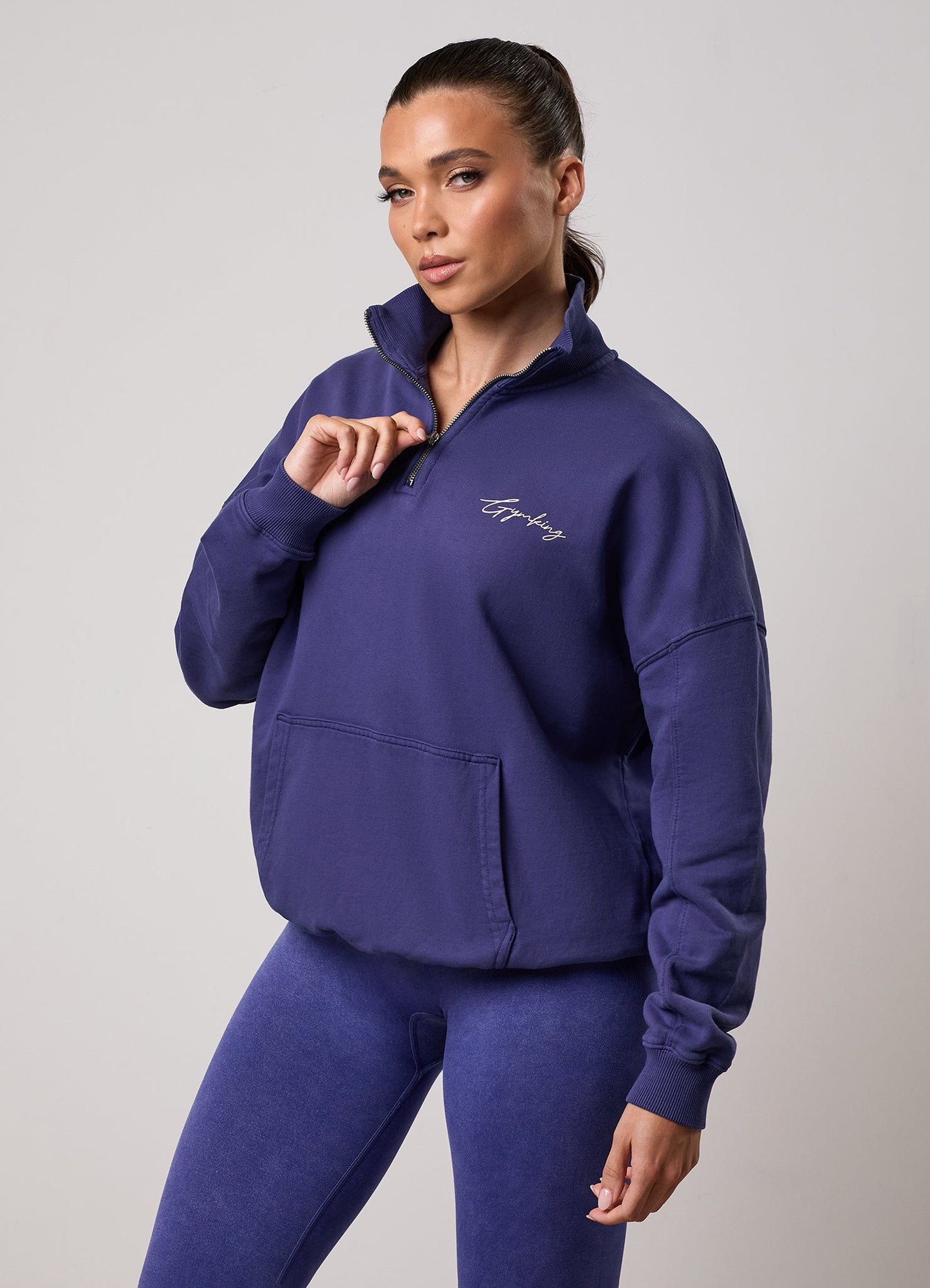 Gym King Washed Reset 1/4 Zip Funnel - Starlight Blue