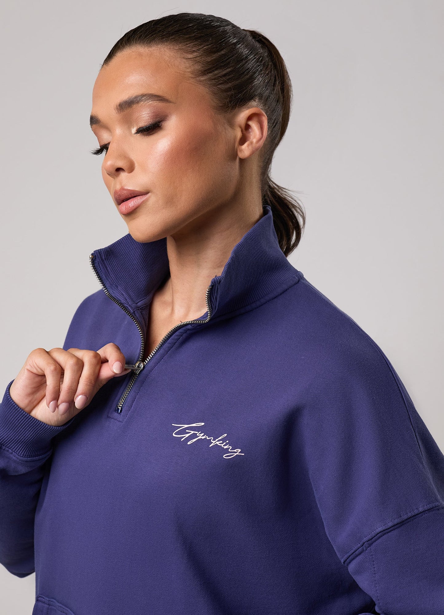 Gym King Washed Reset 1/4 Zip Funnel - Starlight Blue