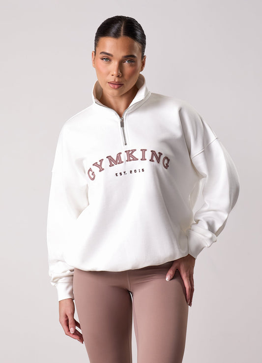 Gym King Compose 1/4 Zip Funnel - Cream